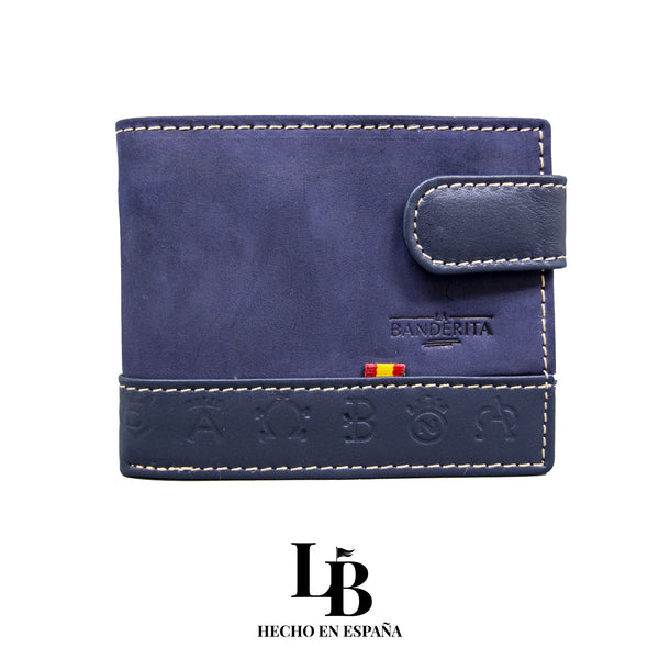 Cartera de Piel Azul | Diseño Artesanal Español